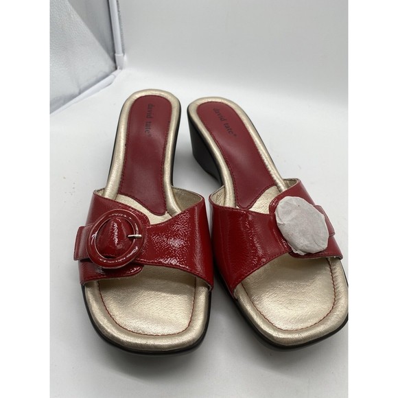 Shoes | David Tate Womens Shoes Size 12w Red Leather Slipon Sandals |  Poshmark